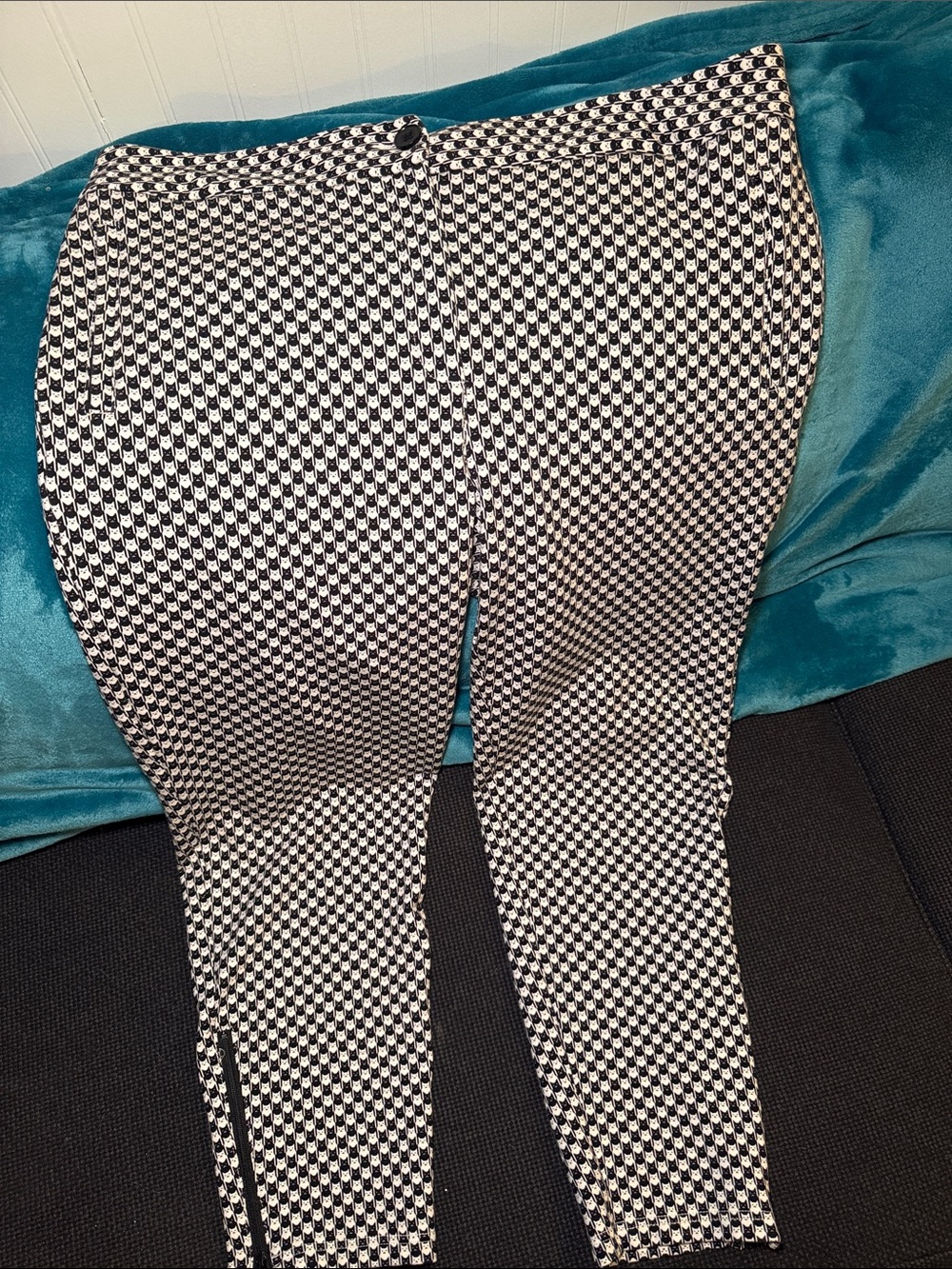 Betabrand Cats Tooth Print Dress Pant Yoga Pants XXL Ankle Zip Stretch